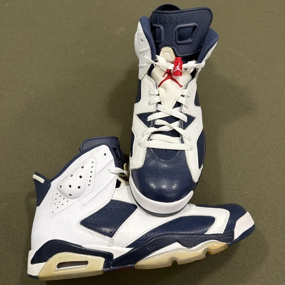 Air Jordan 6 Olympic Retro USA Paris 2024 White Navy Red High 384664-130 Size 11